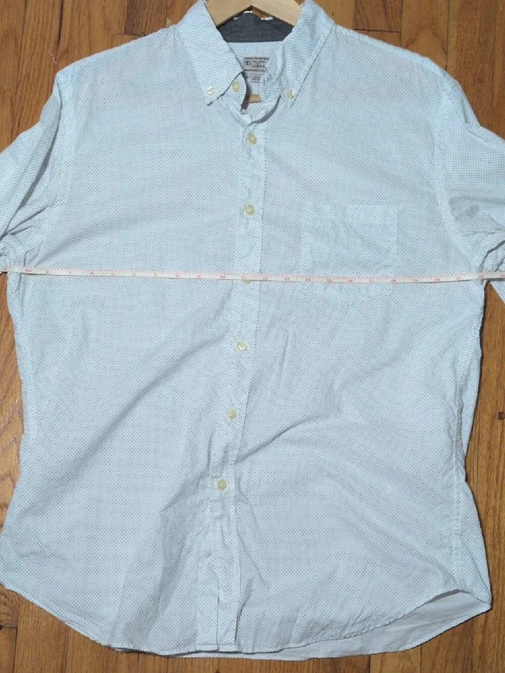 J. Crew mens quality woven cotton Button-Down Shirt - White with Micro Print L